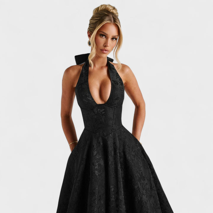 Julieta – Rochie midi cu decolteu halter