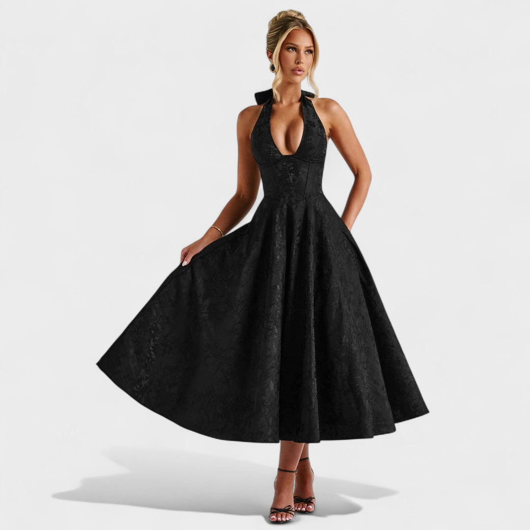 Julieta – Rochie midi cu decolteu halter