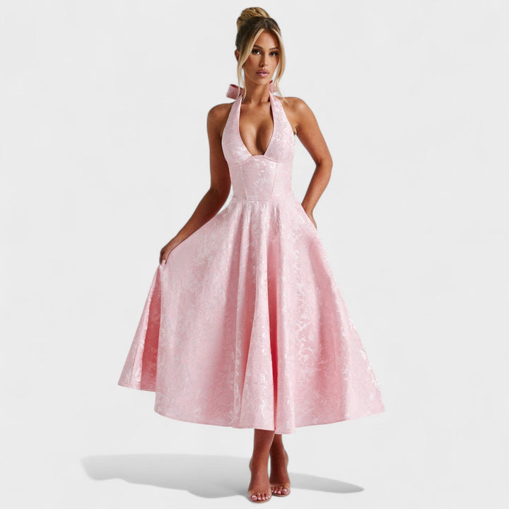 Julieta – Rochie midi cu decolteu halter