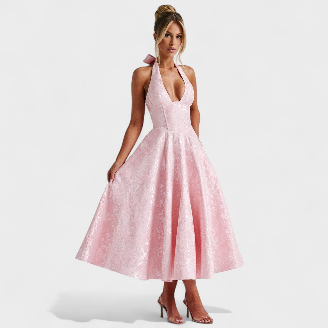 Julieta – Rochie midi cu decolteu halter