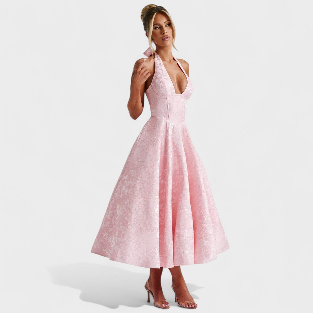 Julieta – Rochie midi cu decolteu halter