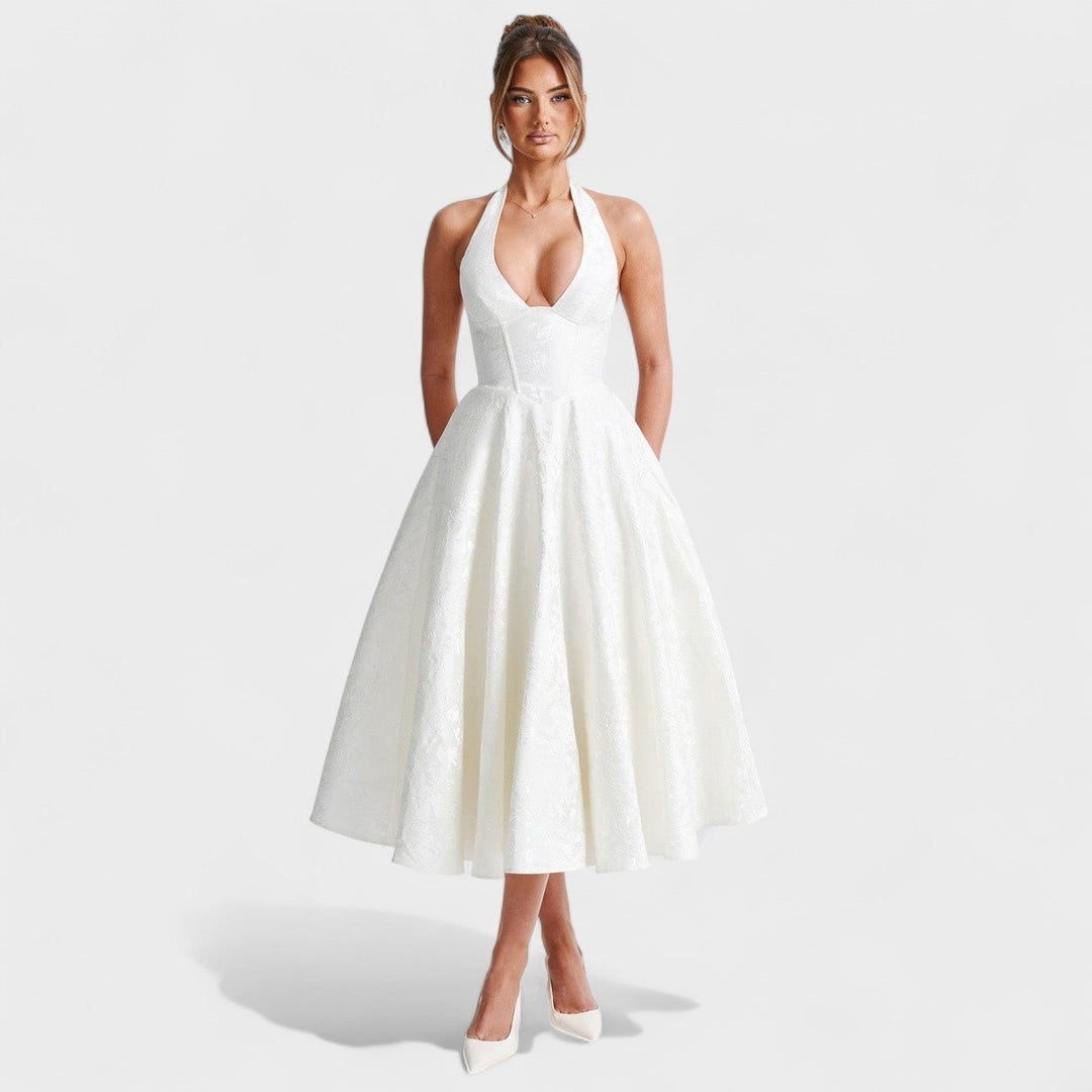 Julieta – Rochie midi cu decolteu halter