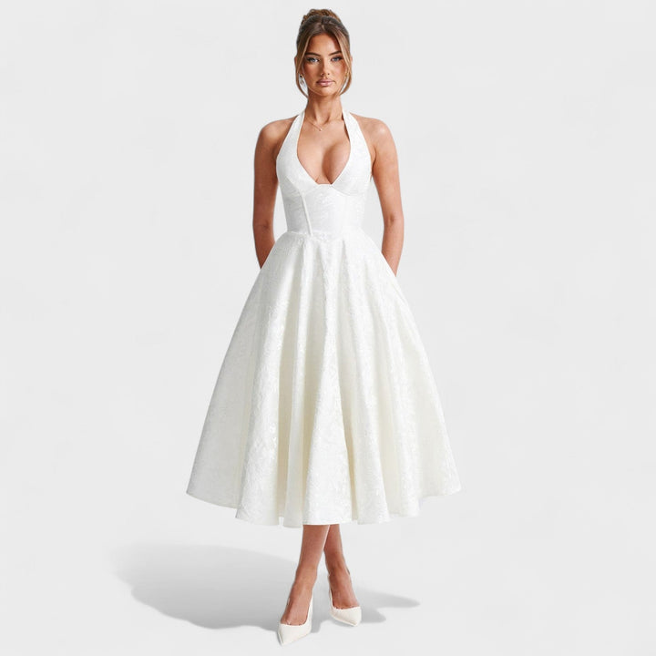 Julieta – Rochie midi cu decolteu halter