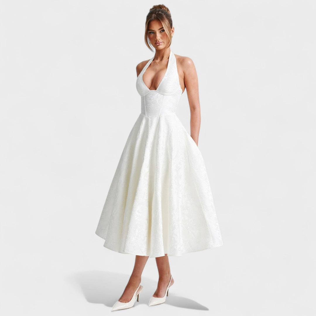 Julieta – Rochie midi cu decolteu halter