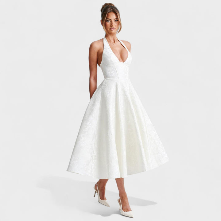 Julieta – Rochie midi cu decolteu halter