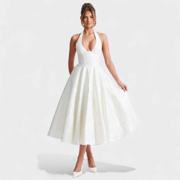 Julieta – Rochie midi cu decolteu halter