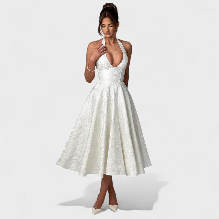 Julieta – Rochie midi cu decolteu halter