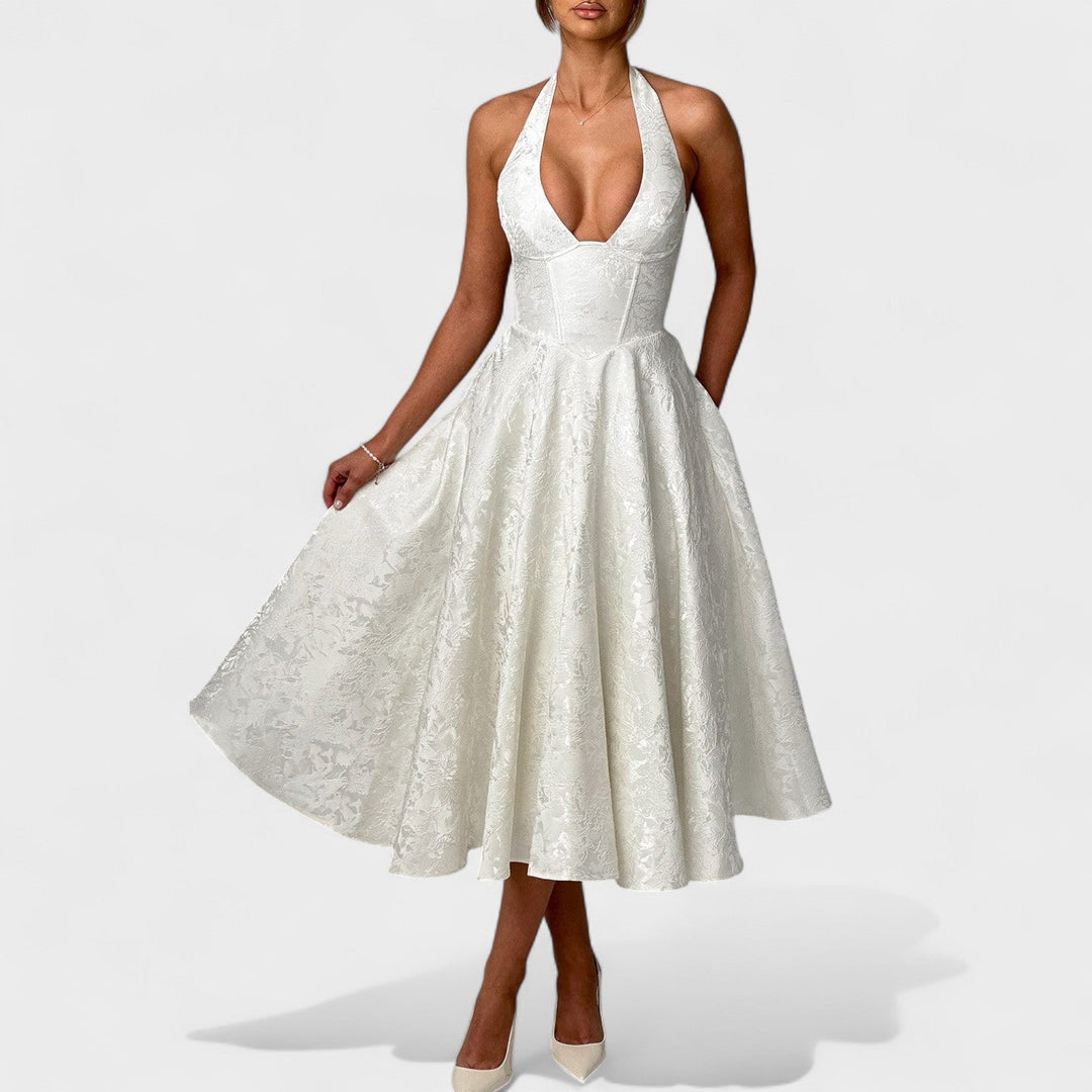 Julieta – Rochie midi cu decolteu halter