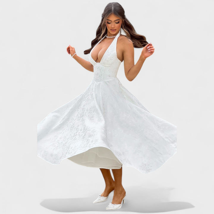 Julieta – Rochie midi cu decolteu halter