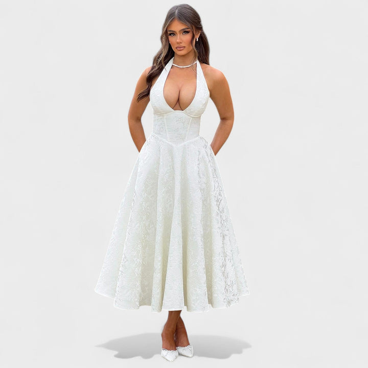 Julieta – Rochie midi cu decolteu halter