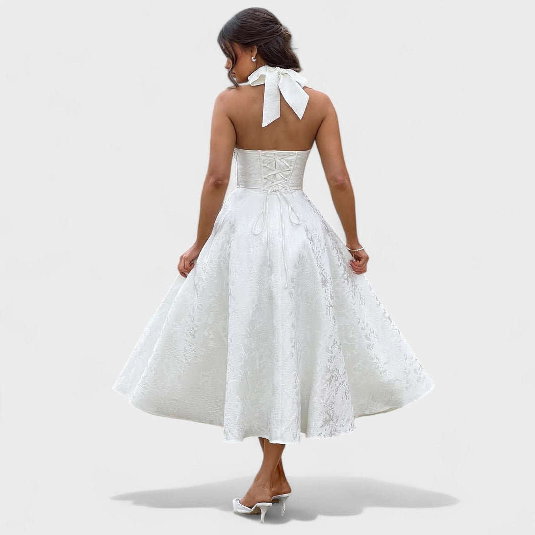 Julieta – Rochie midi cu decolteu halter