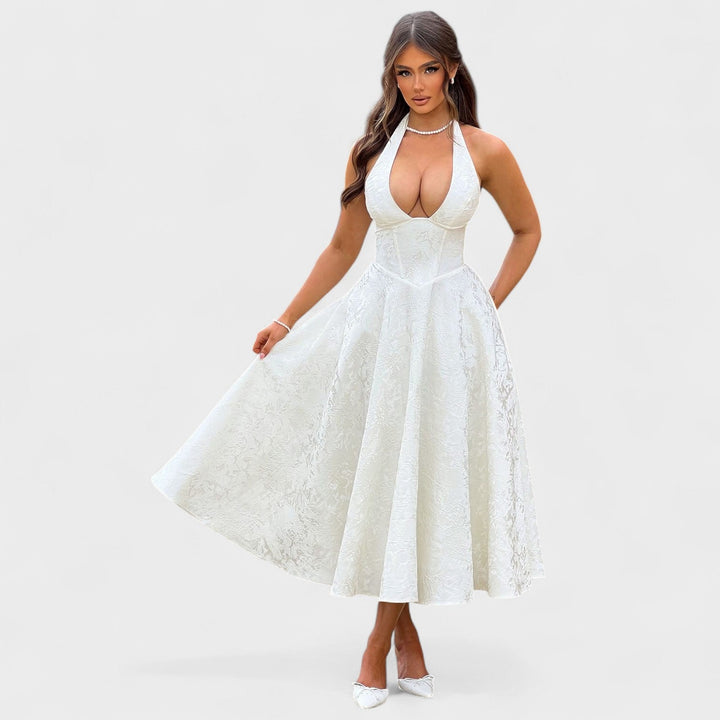 Julieta – Rochie midi cu decolteu halter