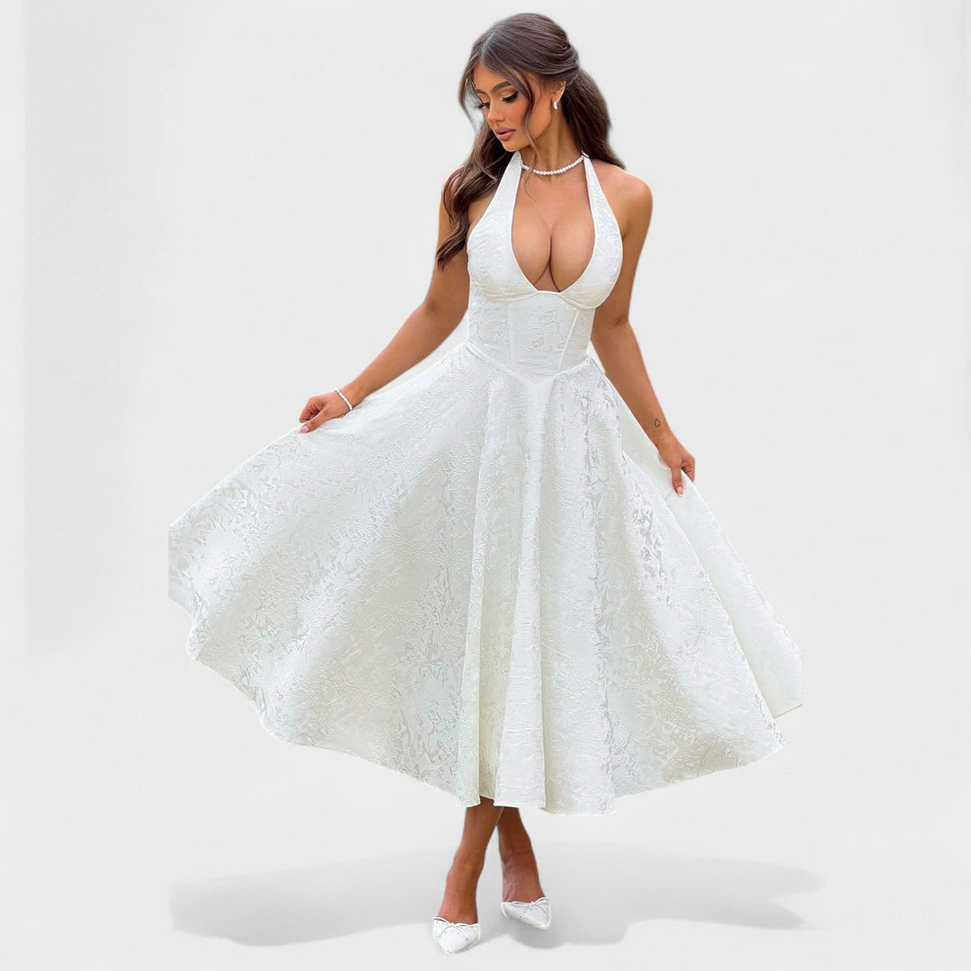 Julieta – Rochie midi cu decolteu halter