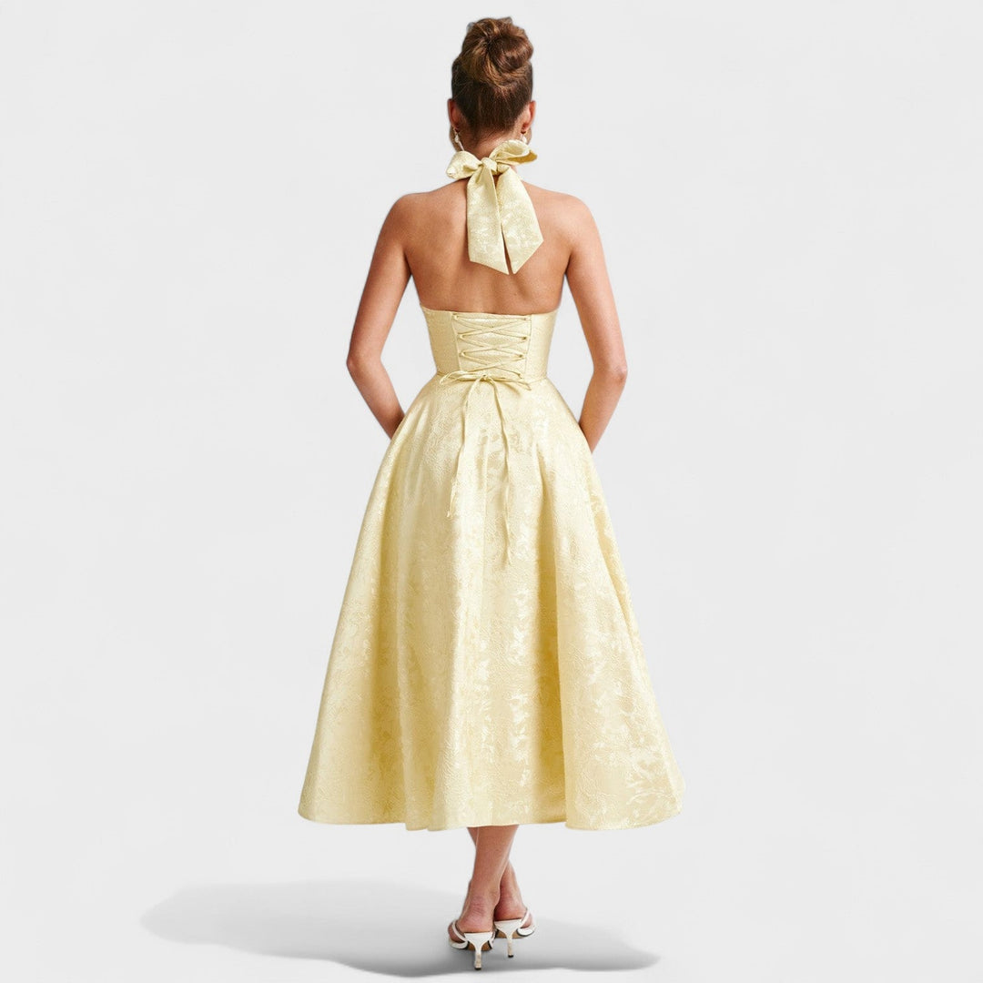 Julieta – Rochie midi cu decolteu halter