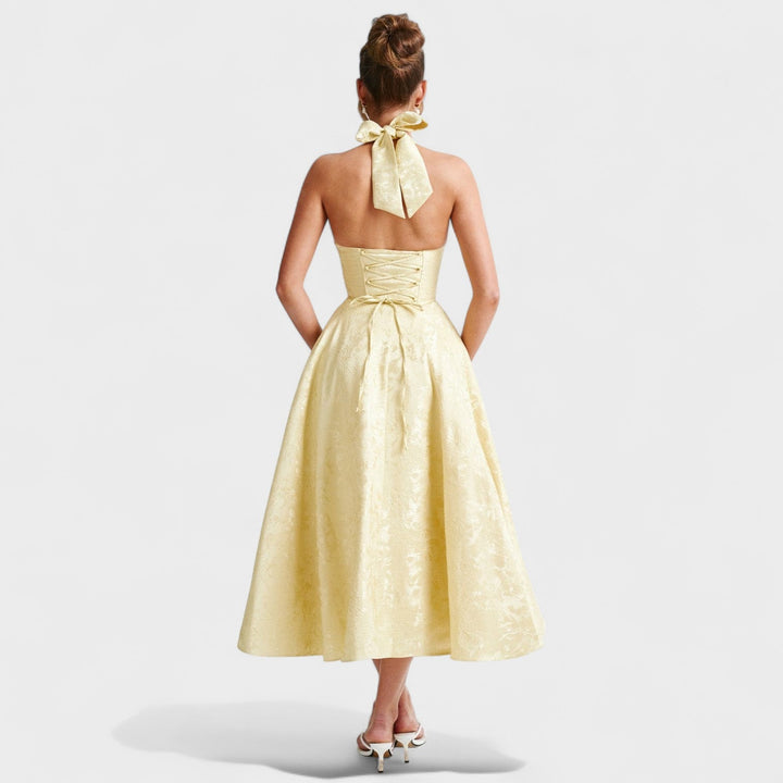 Julieta – Rochie midi cu decolteu halter