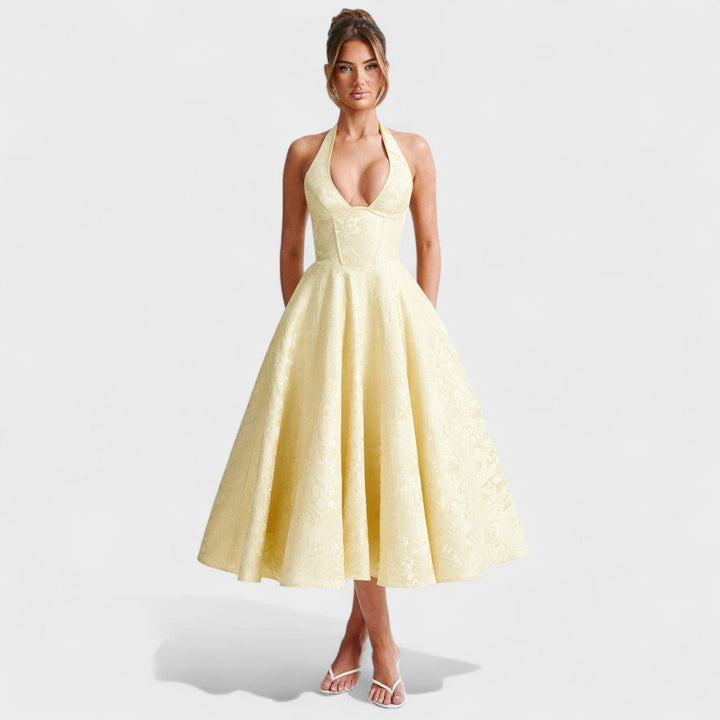 Julieta – Rochie midi cu decolteu halter