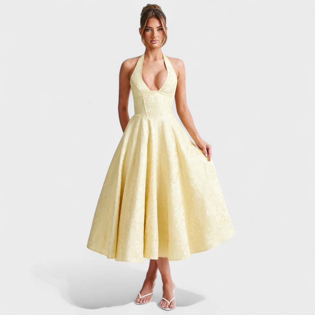 Julieta – Rochie midi cu decolteu halter