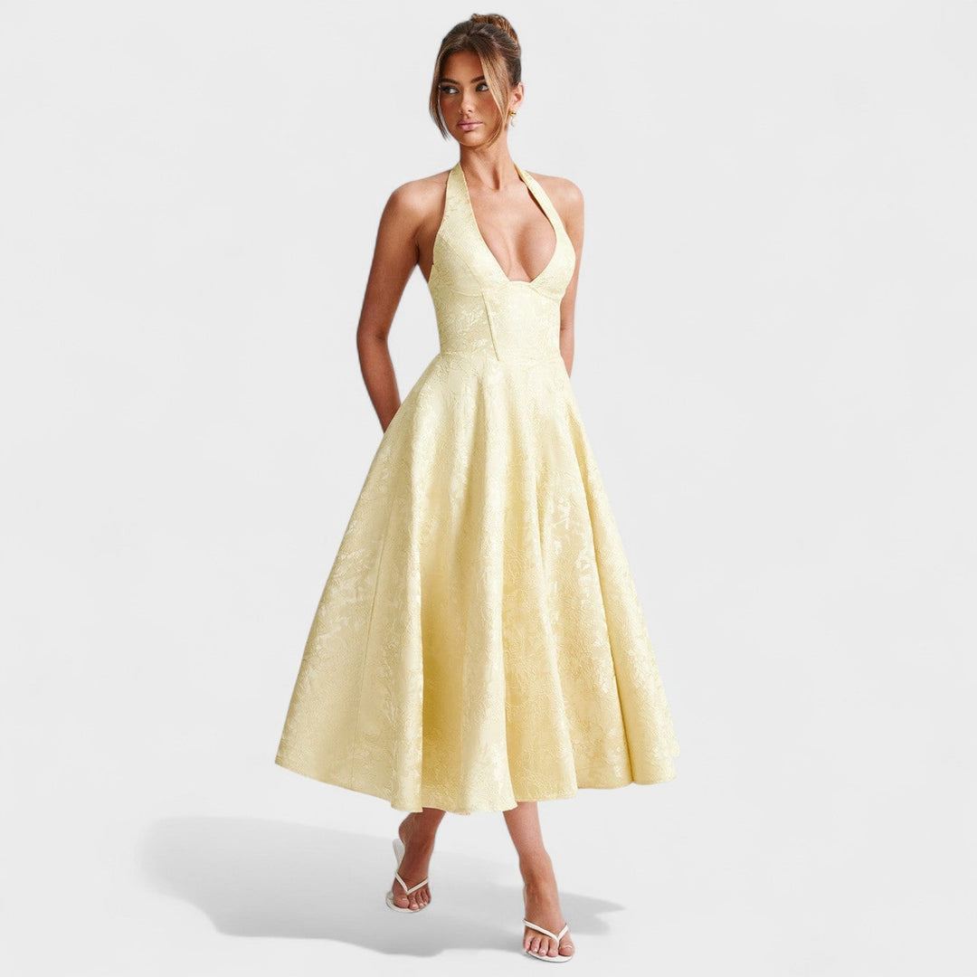 Julieta – Rochie midi cu decolteu halter