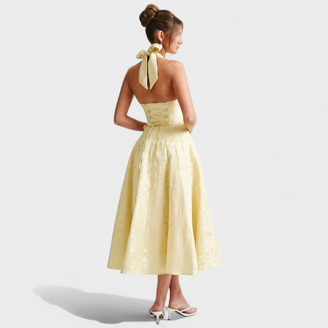 Julieta – Rochie midi cu decolteu halter