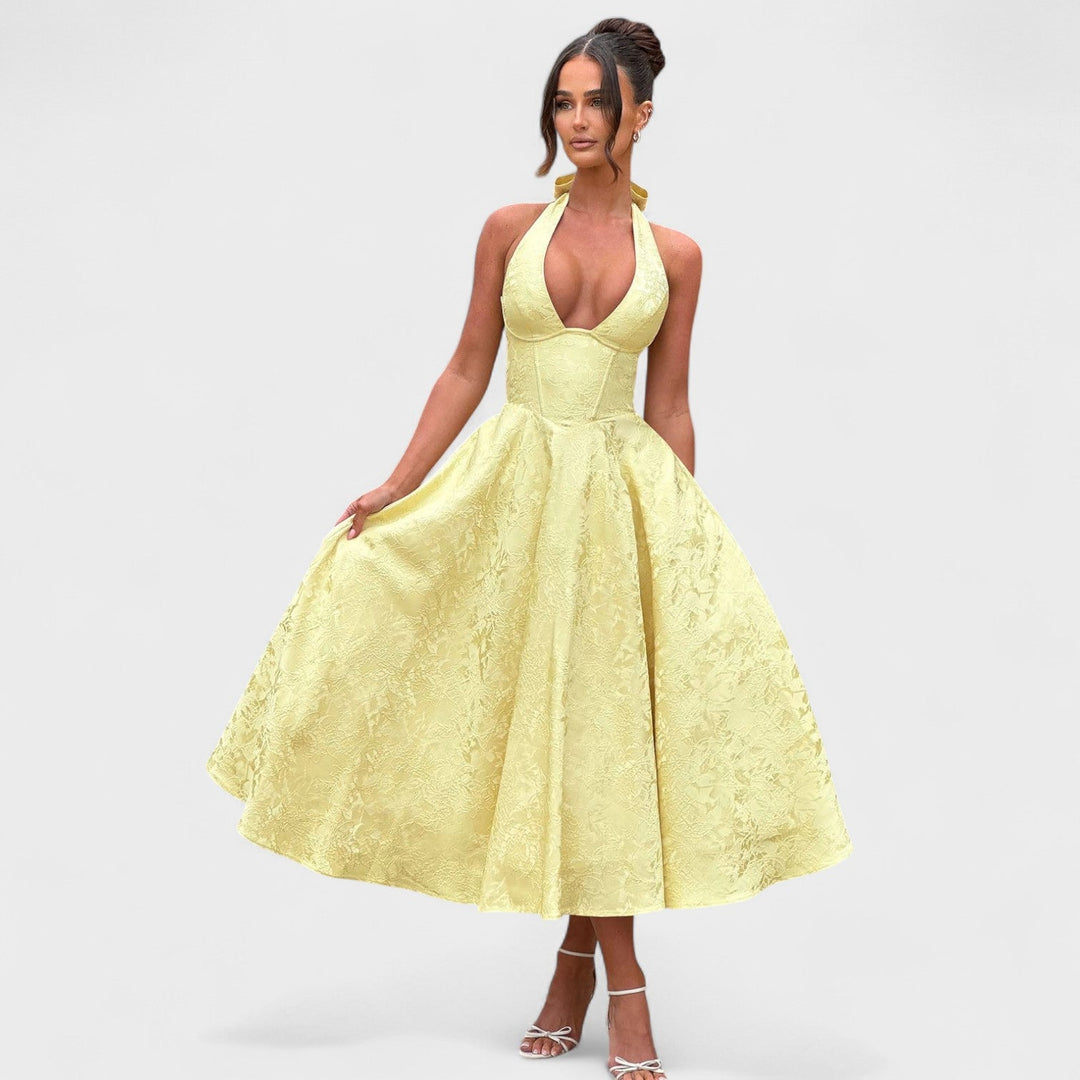 Julieta – Rochie midi cu decolteu halter