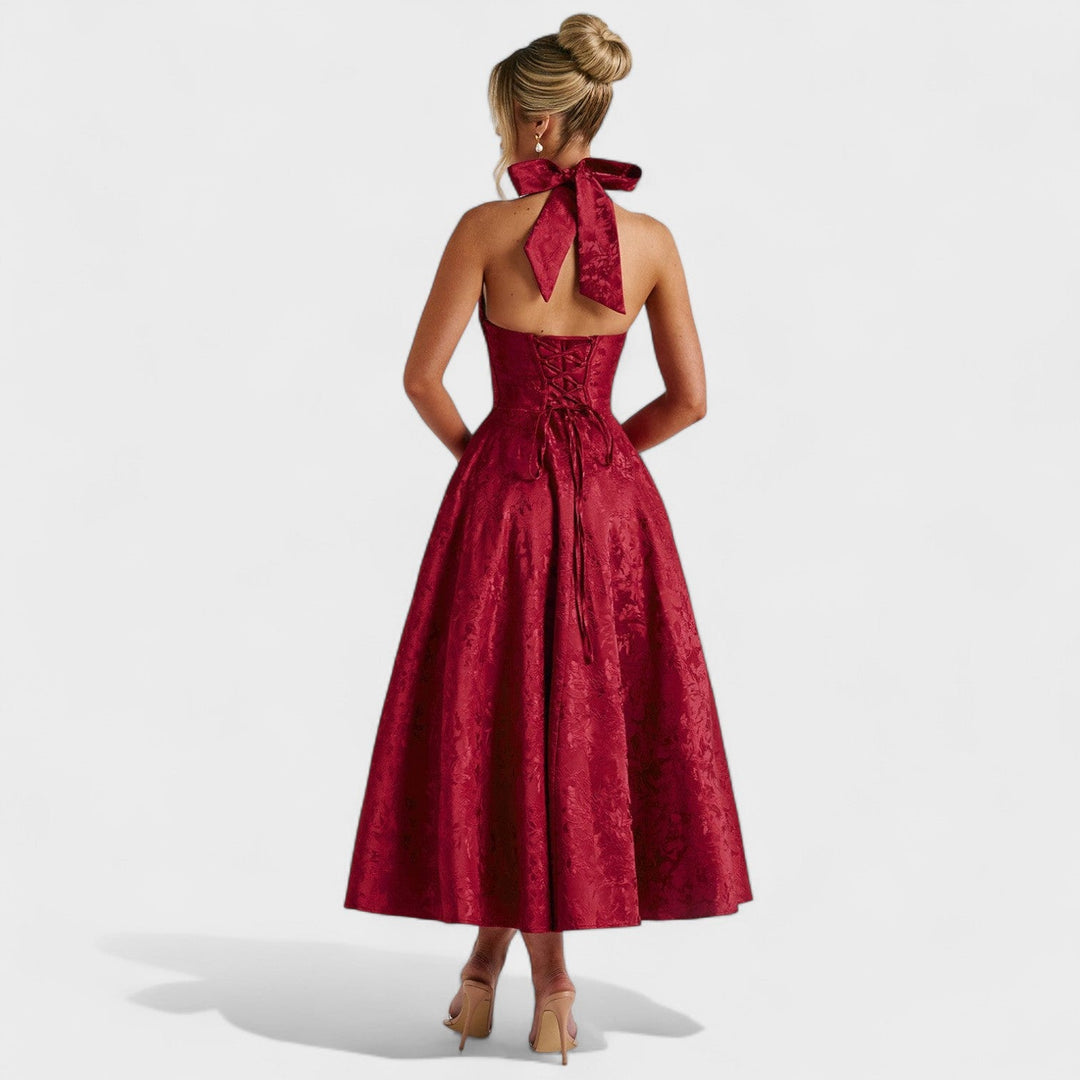 Julieta – Rochie midi cu decolteu halter