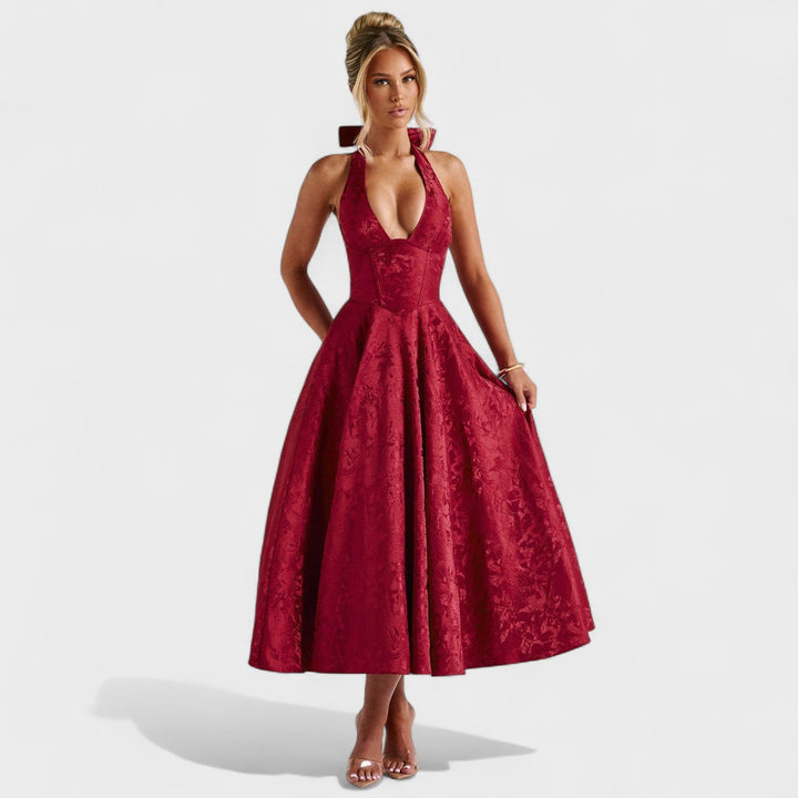 Julieta – Rochie midi cu decolteu halter