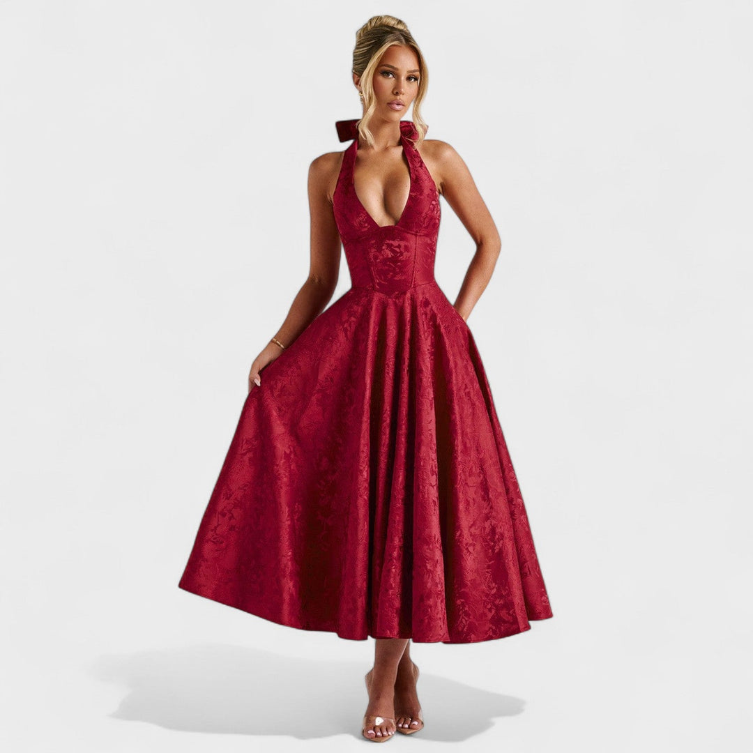 Julieta – Rochie midi cu decolteu halter