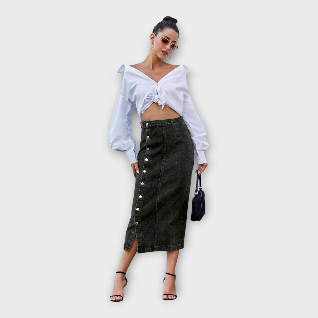 Fustă maxi cu nasturi