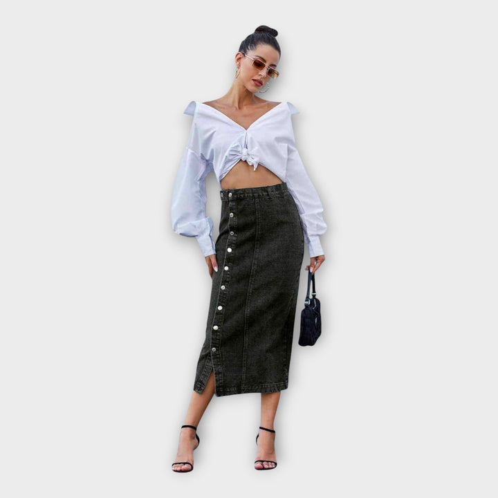 Fustă maxi cu nasturi