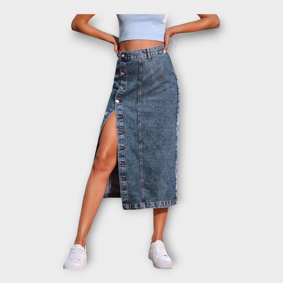 Fustă maxi cu nasturi