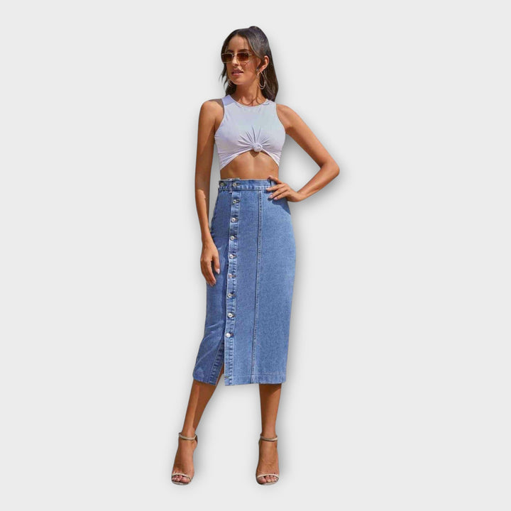 Fustă maxi cu nasturi