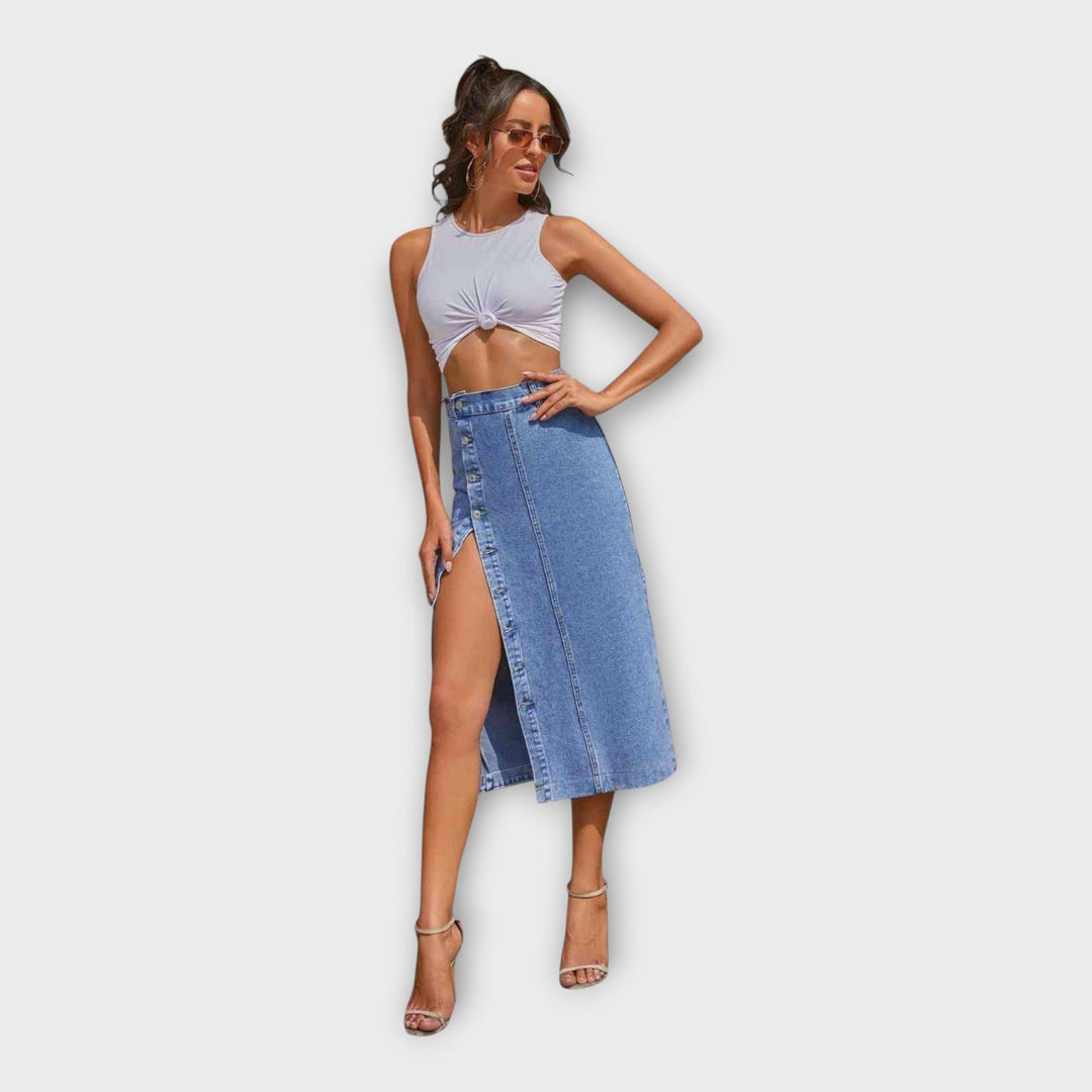 Fustă maxi cu nasturi