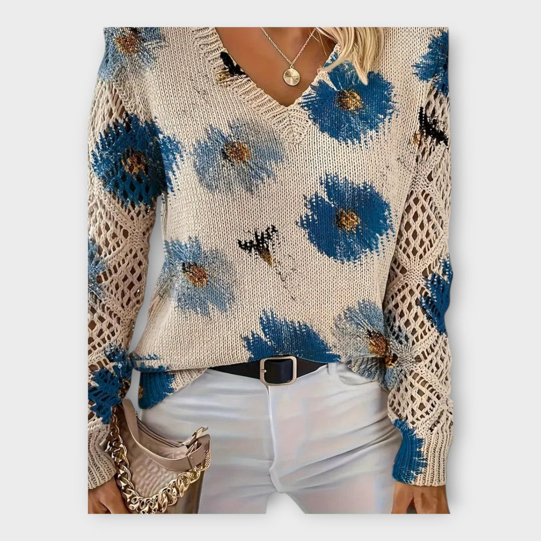 Pulover Împletit cu Detalii din Dantelă