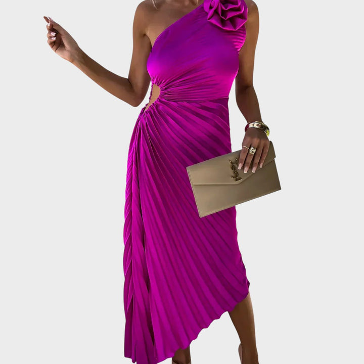 Nika - Rochie Elegantă cu Umeri Plisați