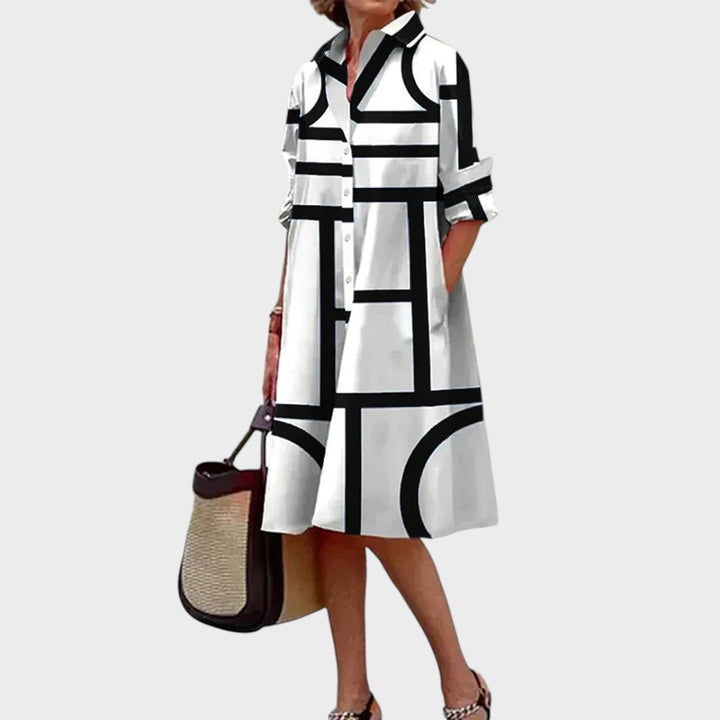 Drăgana - Rochie feminină cu imprimeu geometric