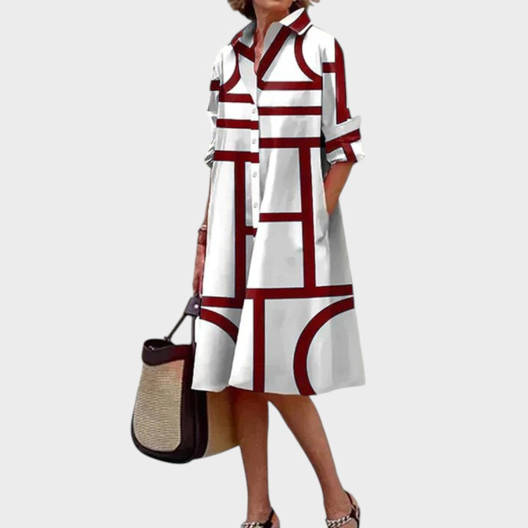 Drăgana - Rochie feminină cu imprimeu geometric