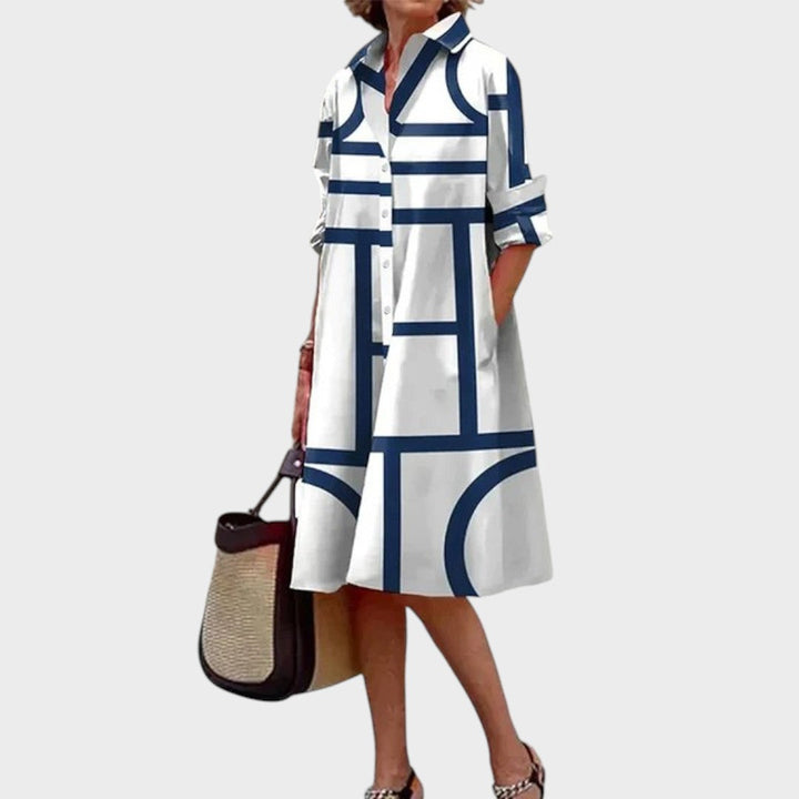 Drăgana - Rochie feminină cu imprimeu geometric