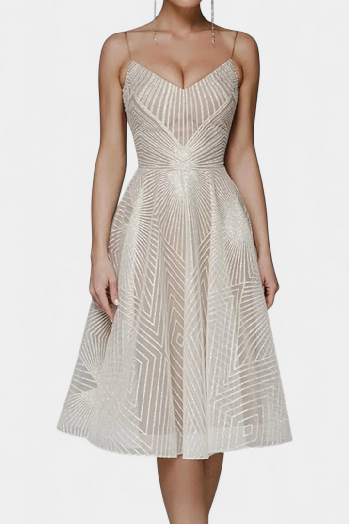 Rochie Lungă Dragana cu Broderie și Siluetă în A