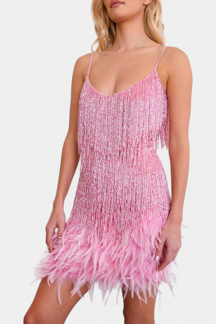 Rochie Mini Miriana cu Pene