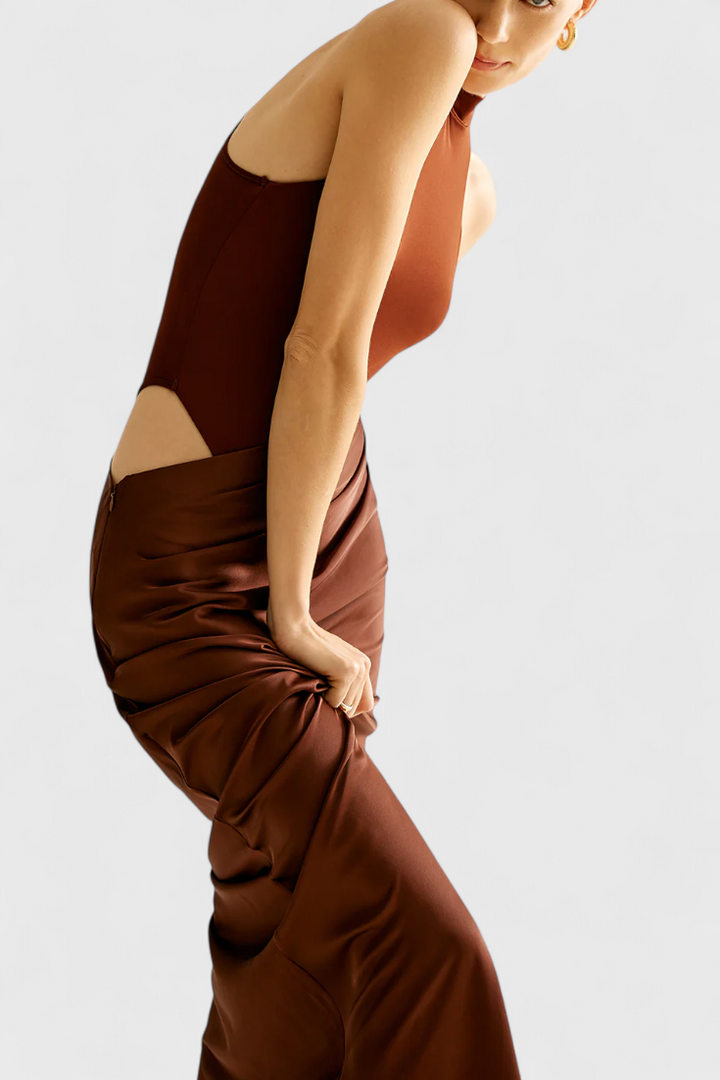 Rochie Leona Maxi cu Bretele Subțiri și Siluetă Alungită