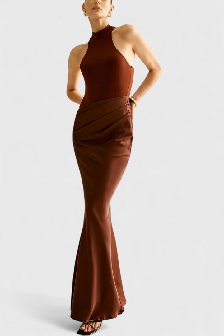 Rochie Leona Maxi cu Bretele Subțiri și Siluetă Alungită