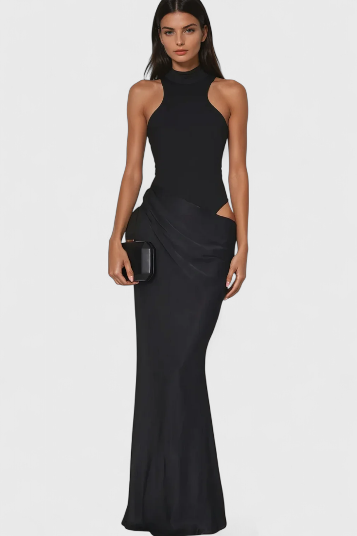 Rochie Leona Maxi cu Bretele Subțiri și Siluetă Alungită