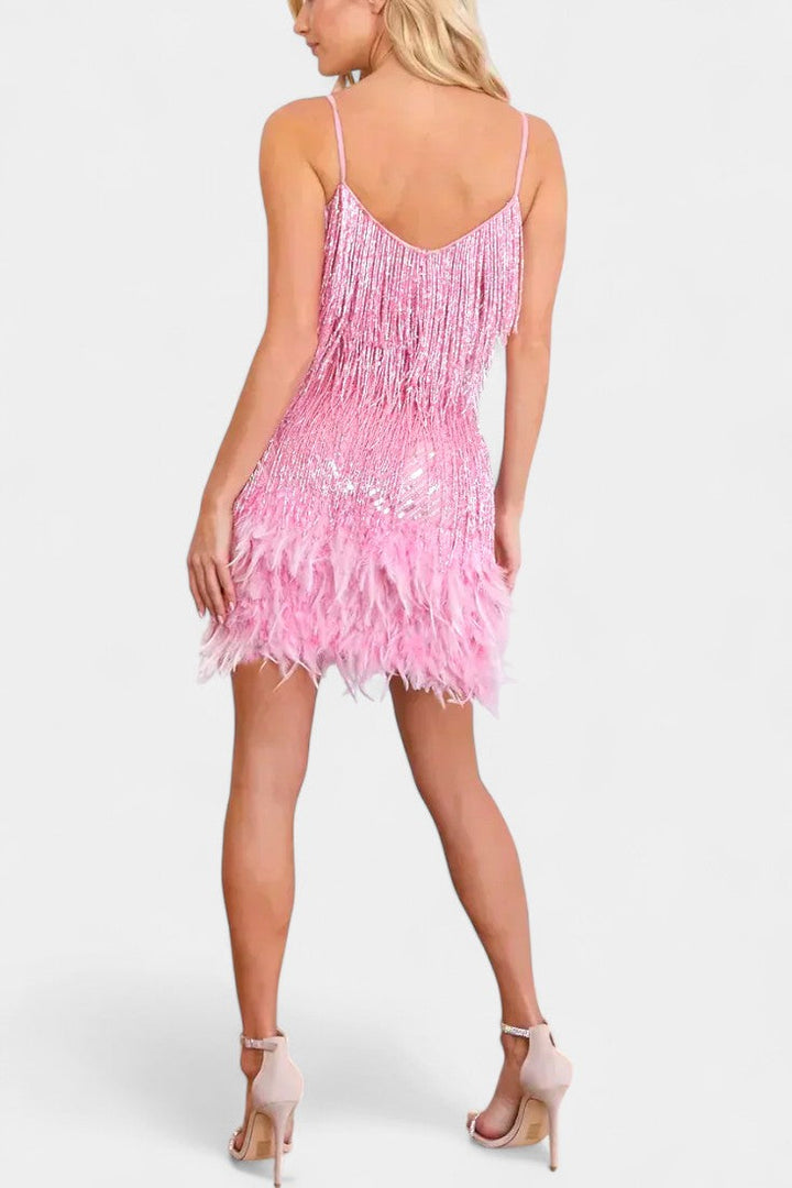 Rochie Mini Miriana cu Pene