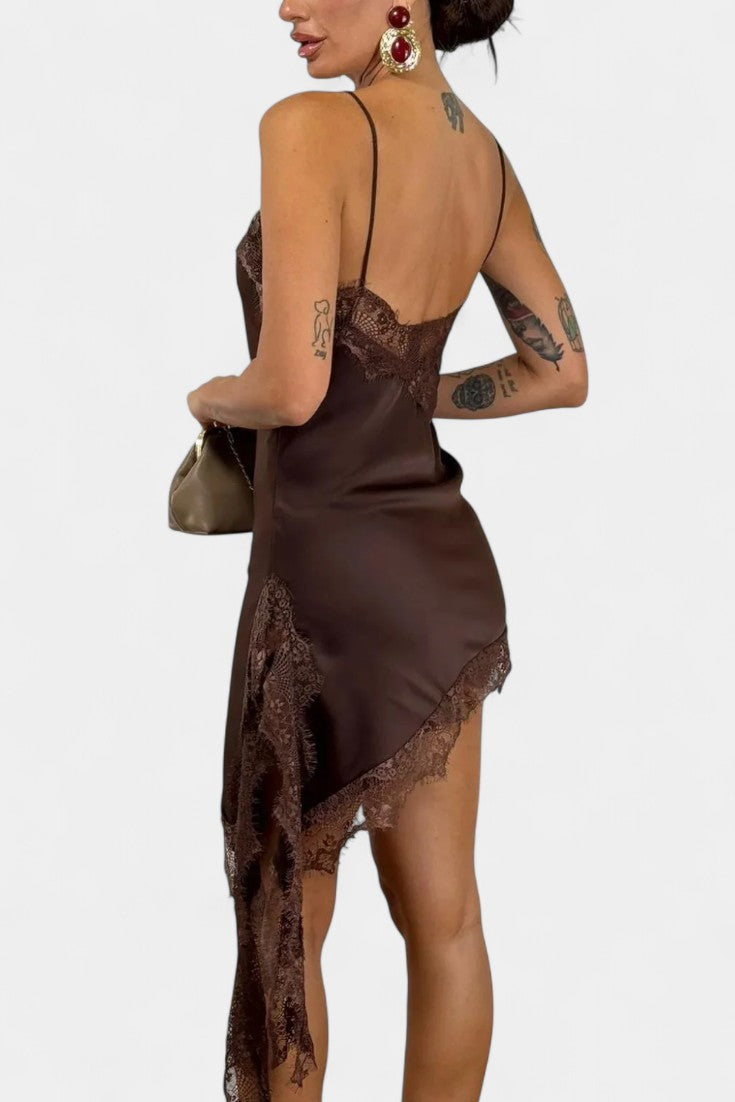 Rochie Mini Katarina cu Bretele și Dantelă