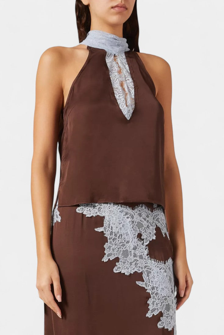 Compleu Top și Fustă Dragiyca cu Pânze de Dantelă Contrastante