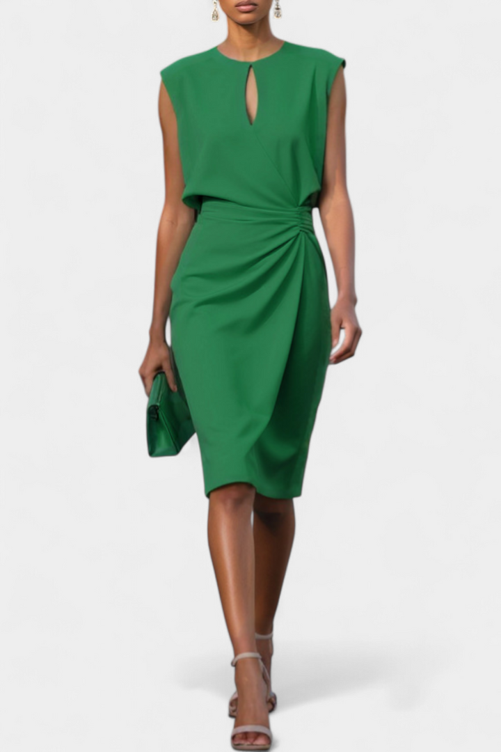 Rochie Masha Midi cu Mâneci Lung și Decolteu Rotund