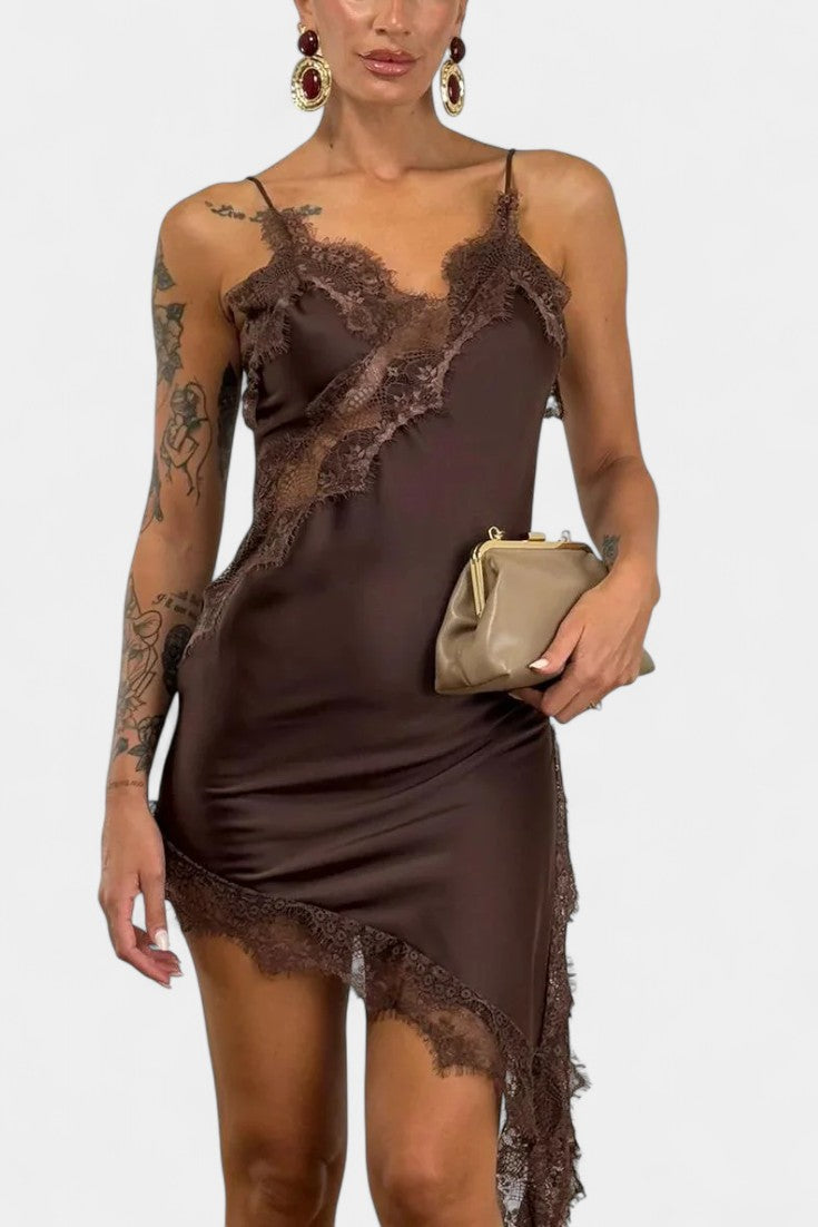 Rochie Mini Katarina cu Bretele și Dantelă