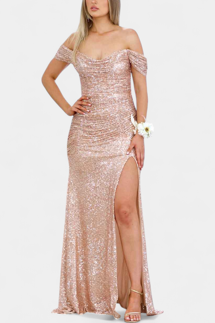Renata Haljina Sirena fără bretele cu paiete