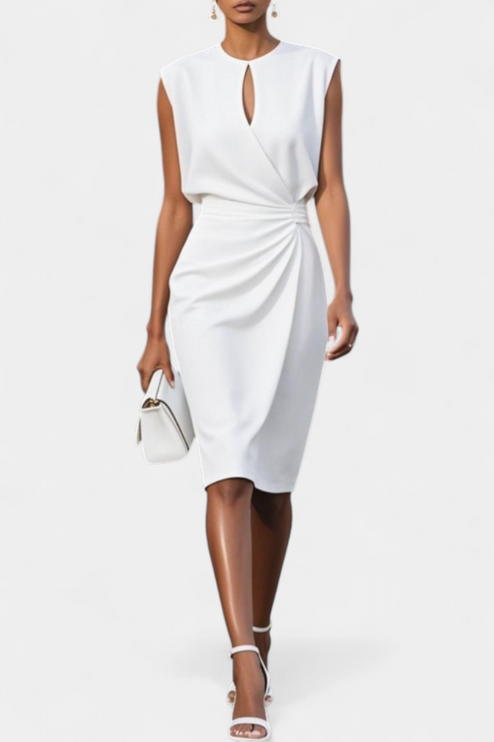 Rochie Masha Midi cu Mâneci Lung și Decolteu Rotund