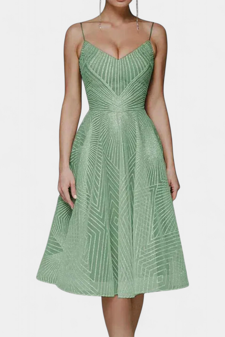 Rochie Lungă Dragana cu Broderie și Siluetă în A